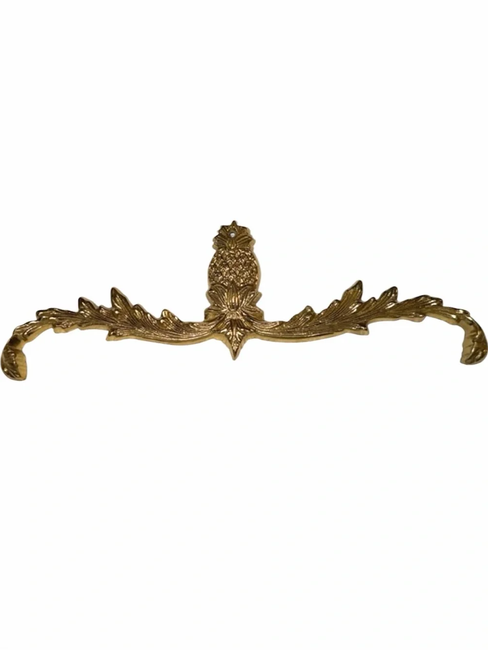Antique Solid Brass Scrolled Pineapple Wall Pediment